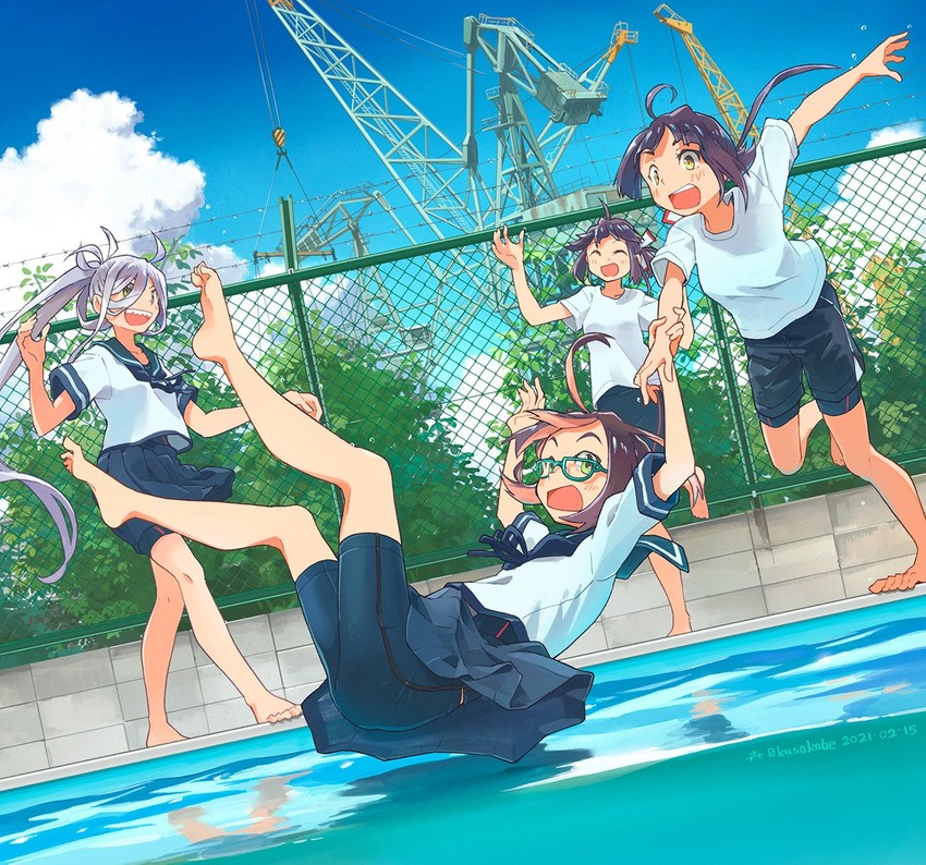 fubuki, asashimo, okinami, fujinami, and hayanami (kantai collection) drawn by kusakabe_(kusakabeworks)