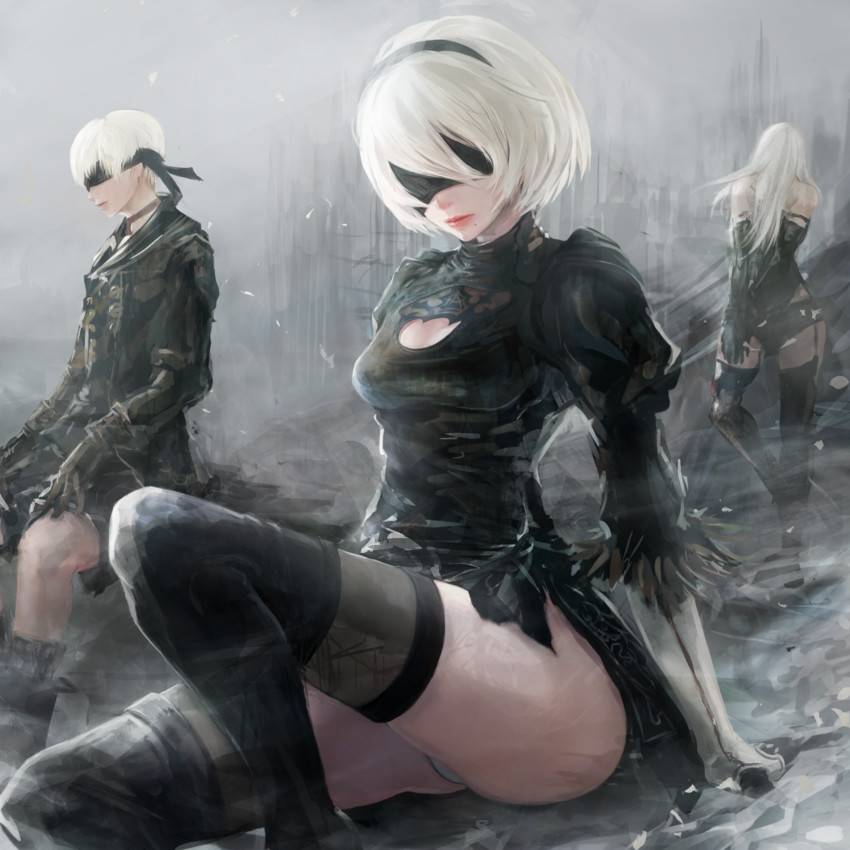2b, 9s, and a2 (nier and 1 more) drawn by yamamoto_no_ari