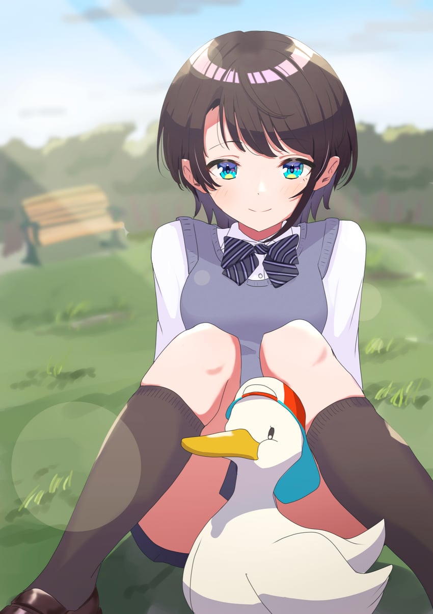 oozora subaru and subaru duck (hololive) drawn by taachika