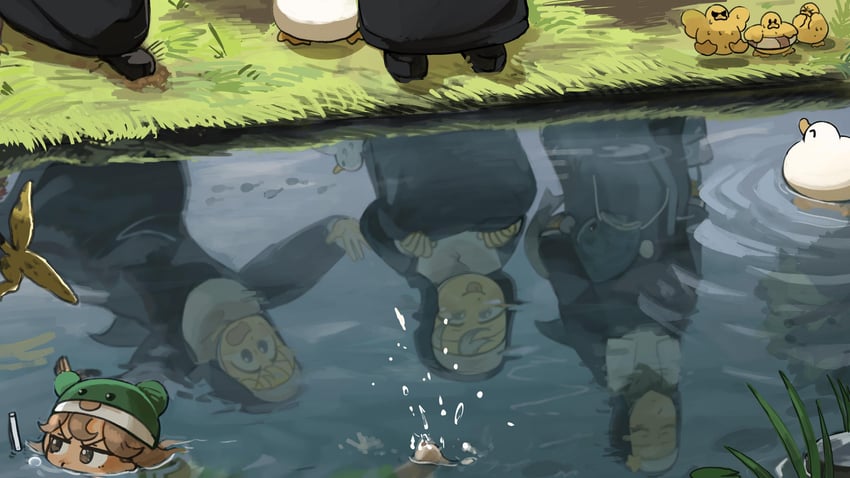 clumsy nun, froggy nun, star nun, and laidback nun (little nuns) drawn by diva_(hyxpk)