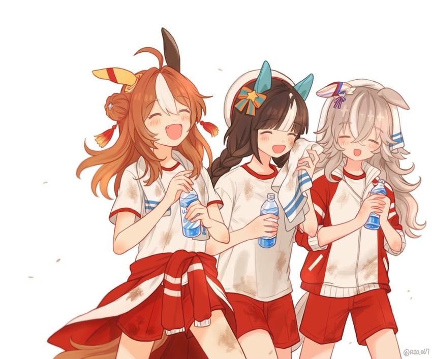 hokko tarumae, copano rickey, and wonder acute (umamusume) drawn by rio_(rio_067)