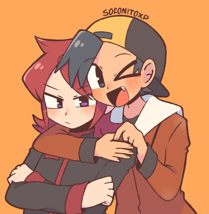 ethan and silver (pokemon and 1 more) drawn by sofo_soup