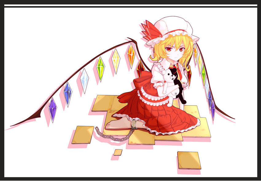 flandre scarlet and monokuma (touhou and 2 more) drawn by fanqie_jidan