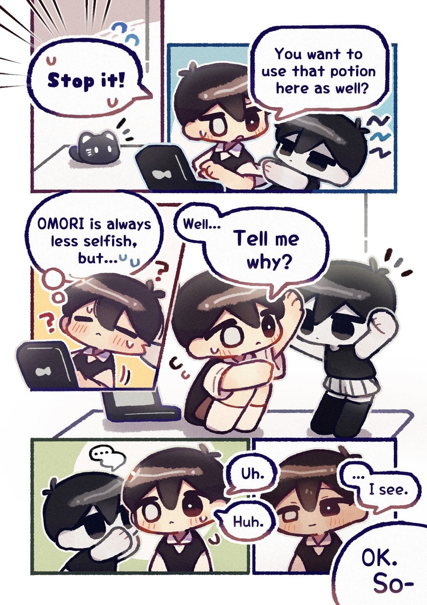 sunny, omori, and mewo (omori) drawn by wakame_(vhai26uhykmqb9k)