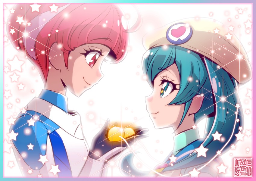 hagoromo lala and hoshina hikaru (precure and 1 more) drawn by kamikita_futago