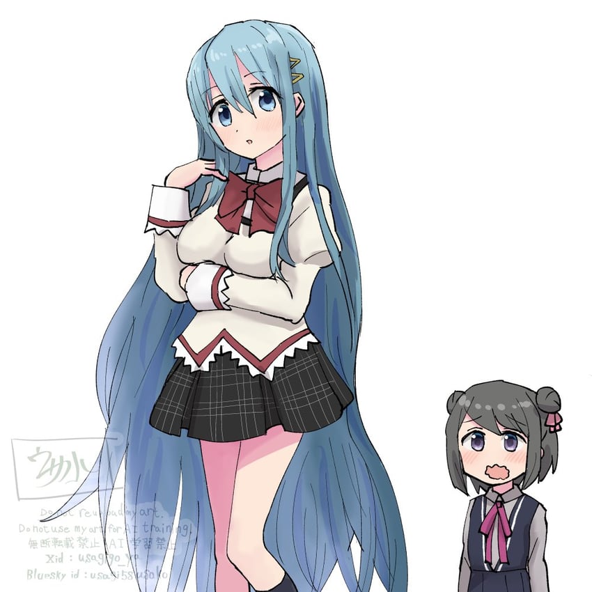 miki sayaka and kuroe (mahou shoujo madoka magica and 1 more) drawn by usagikoya