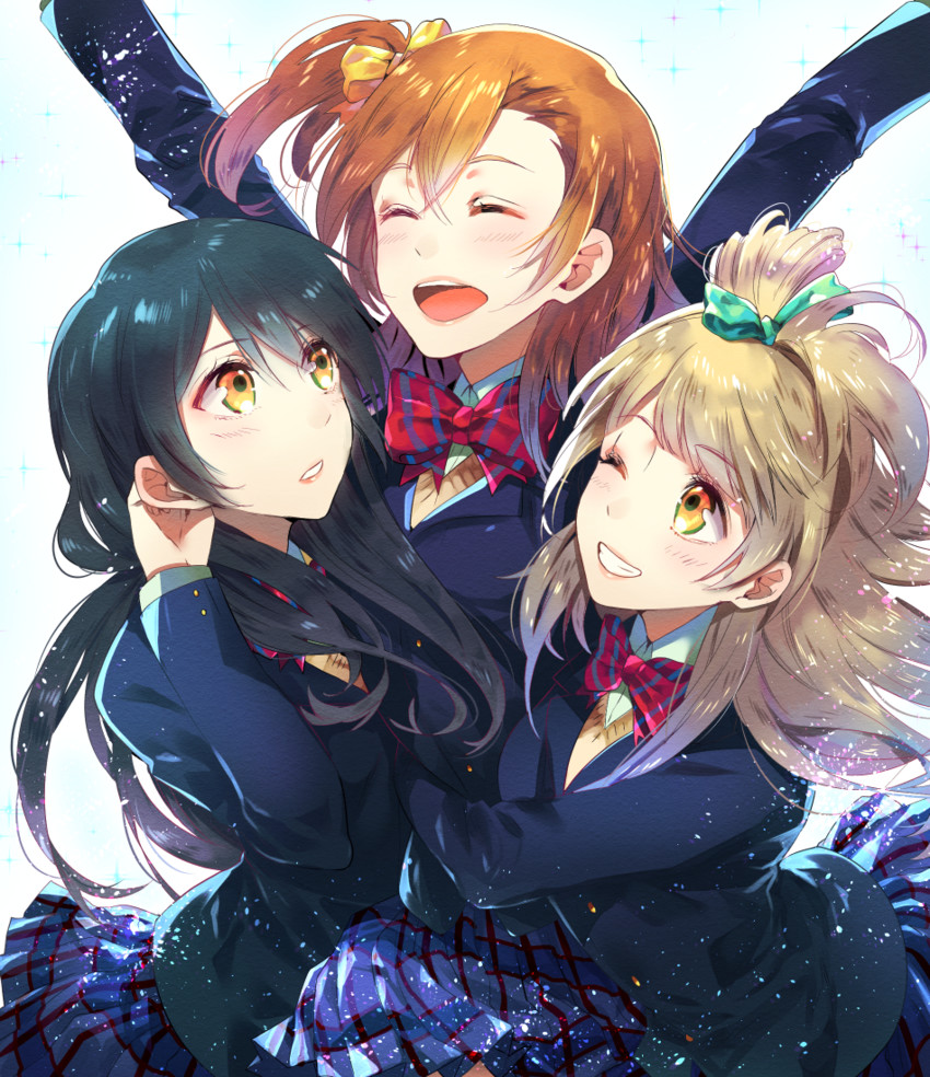 sonoda umi, minami kotori, and kosaka honoka (love live! and 1 more) drawn by meiko_(puua)