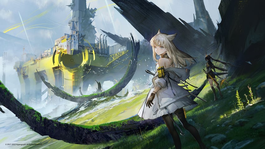 perlica and chen qianyu (arknights and 1 more) drawn by liduke