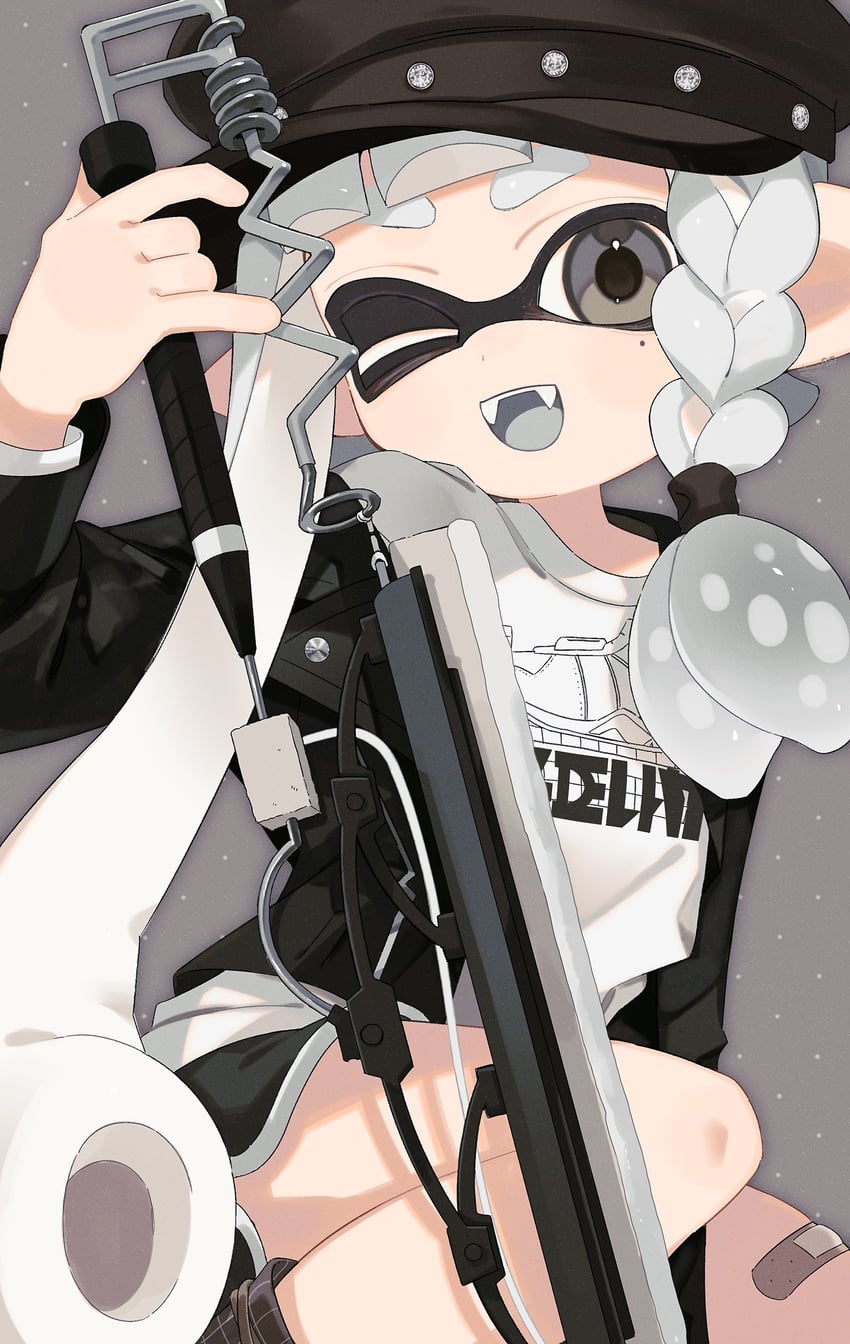 inkling player character and inkling girl (splatoon and 1 more) drawn by sabata_saba