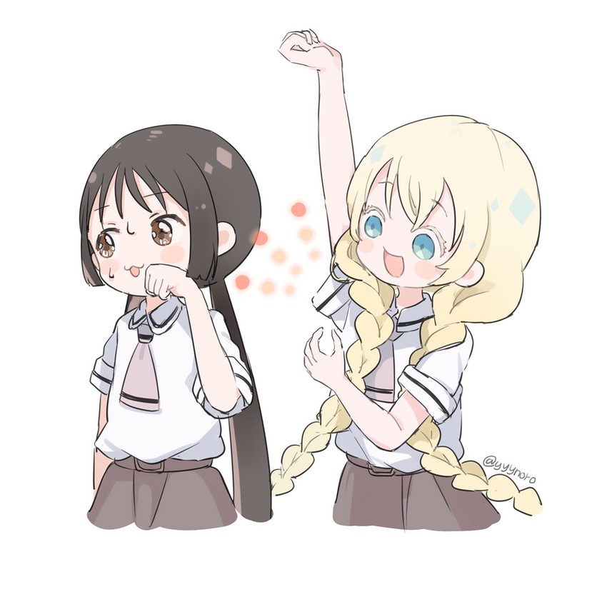 olivia and honda hanako (asobi asobase) drawn by captain_yue