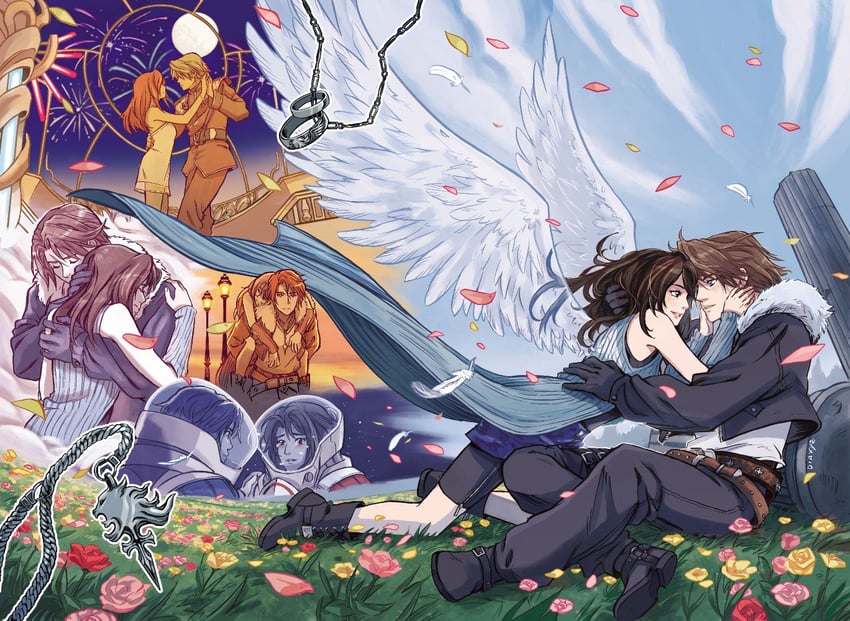 squall leonhart and rinoa heartilly (final fantasy and 1 more) drawn by diana_mercolini