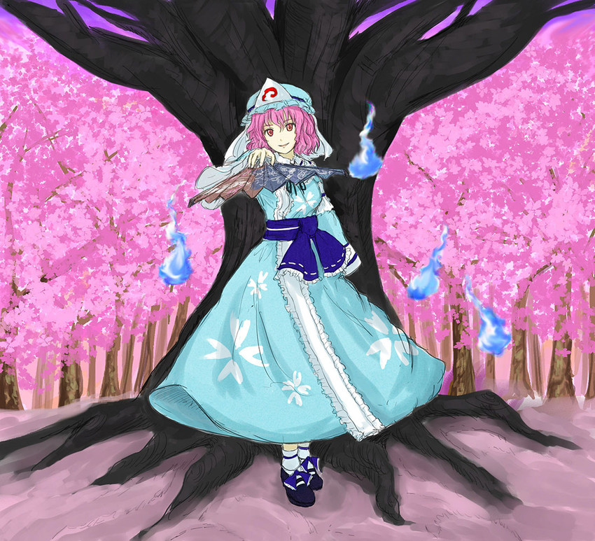 saigyouji yuyuko and saigyou ayakashi (touhou) drawn by kashiwada_kiiho