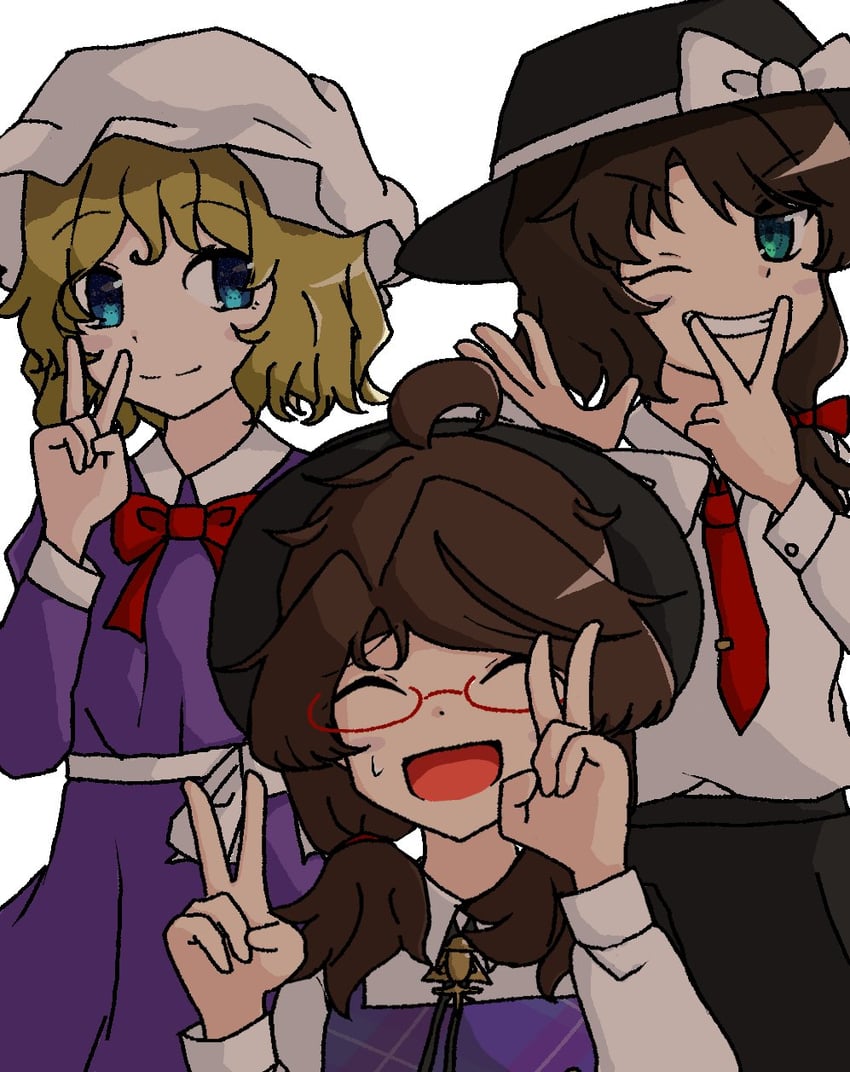 usami renko, maribel hearn, and usami sumireko (touhou) drawn by root_of_lotus