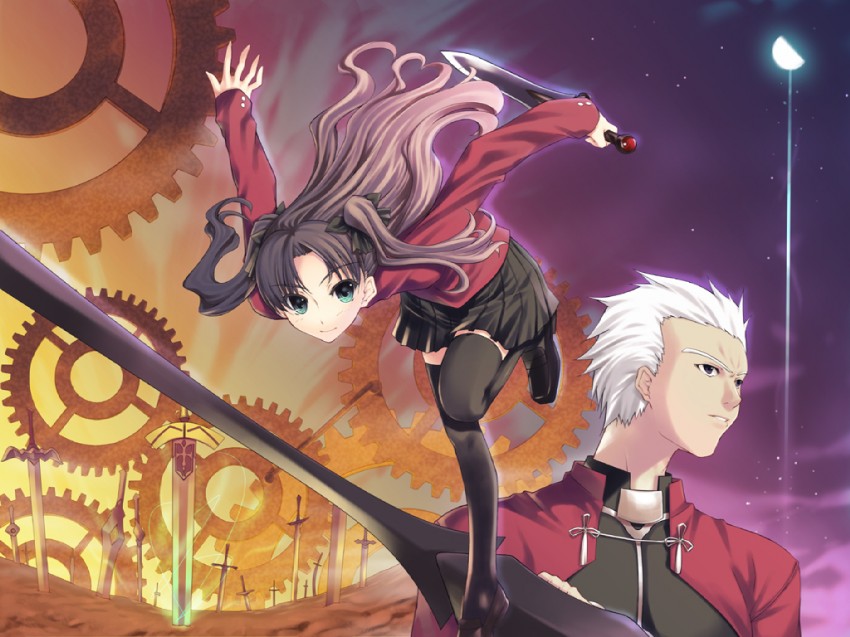 tohsaka rin and archer (fate and 1 more) drawn by tachibana_yuu