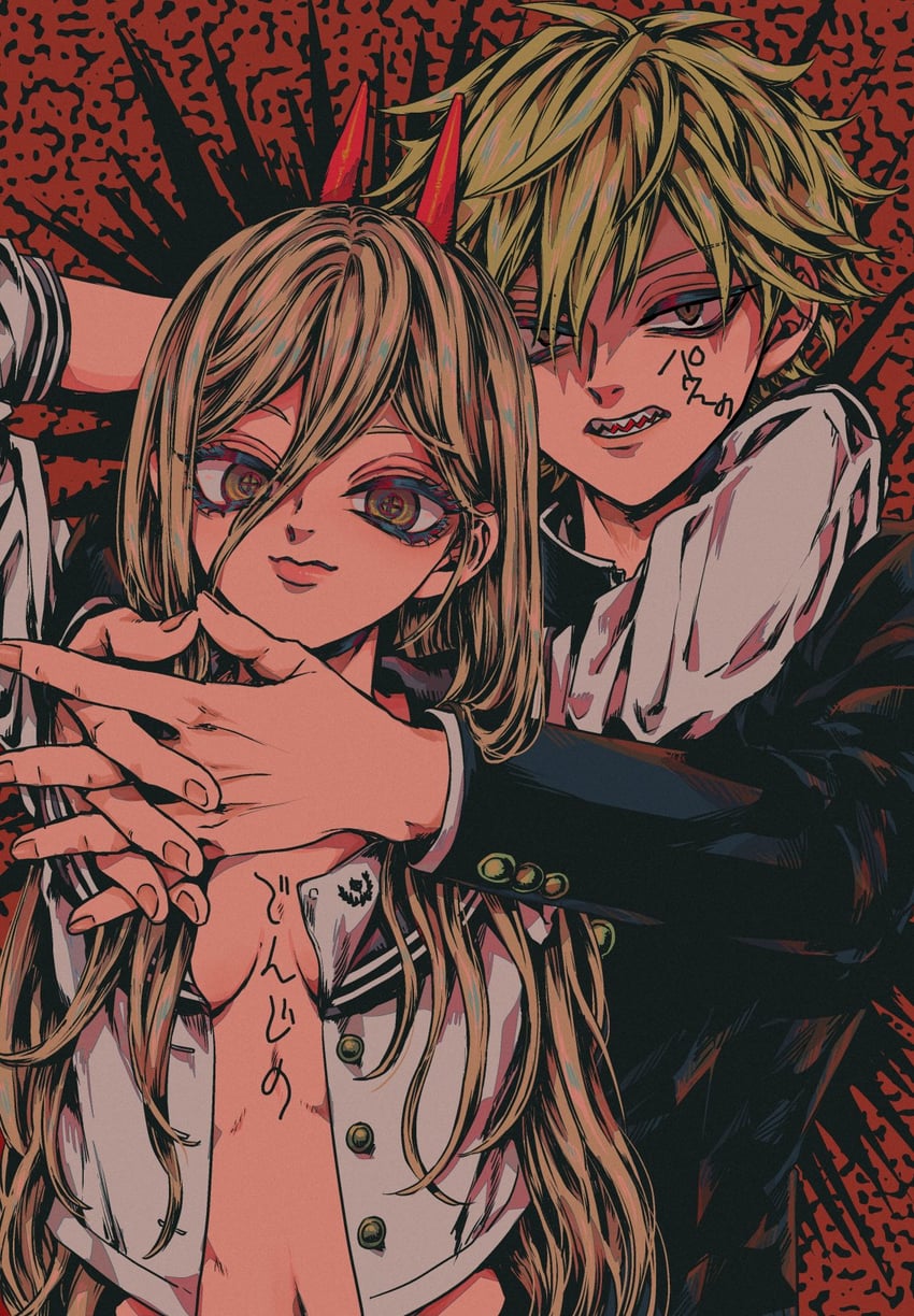 power and denji (chainsaw man) drawn by za_ki_(pawadenchan)