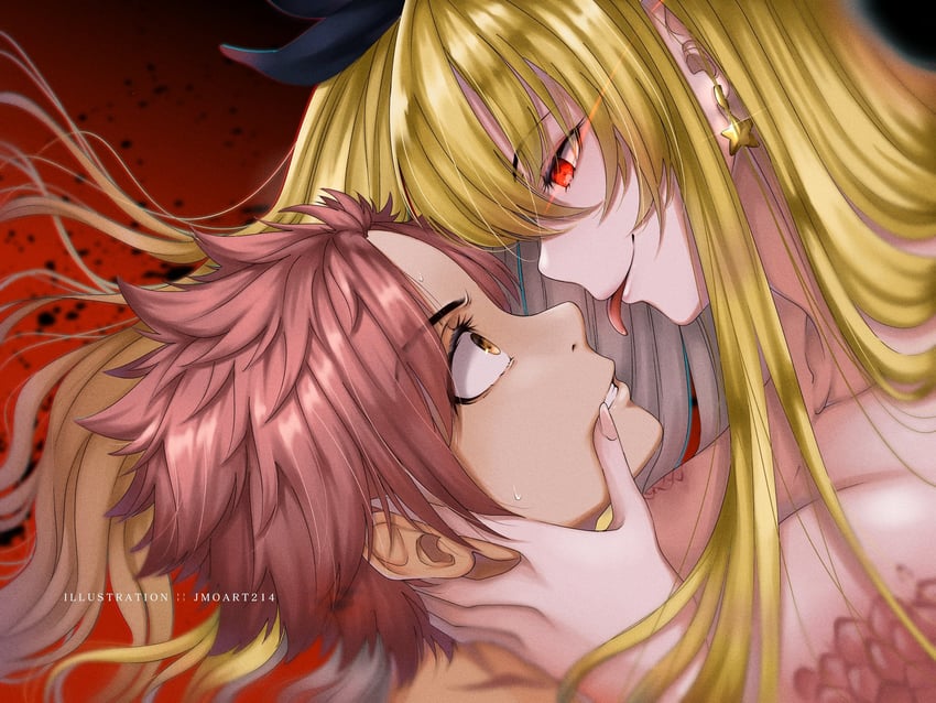 lucy heartfilia and natsu dragneel (fairy tail) drawn by jmoart214