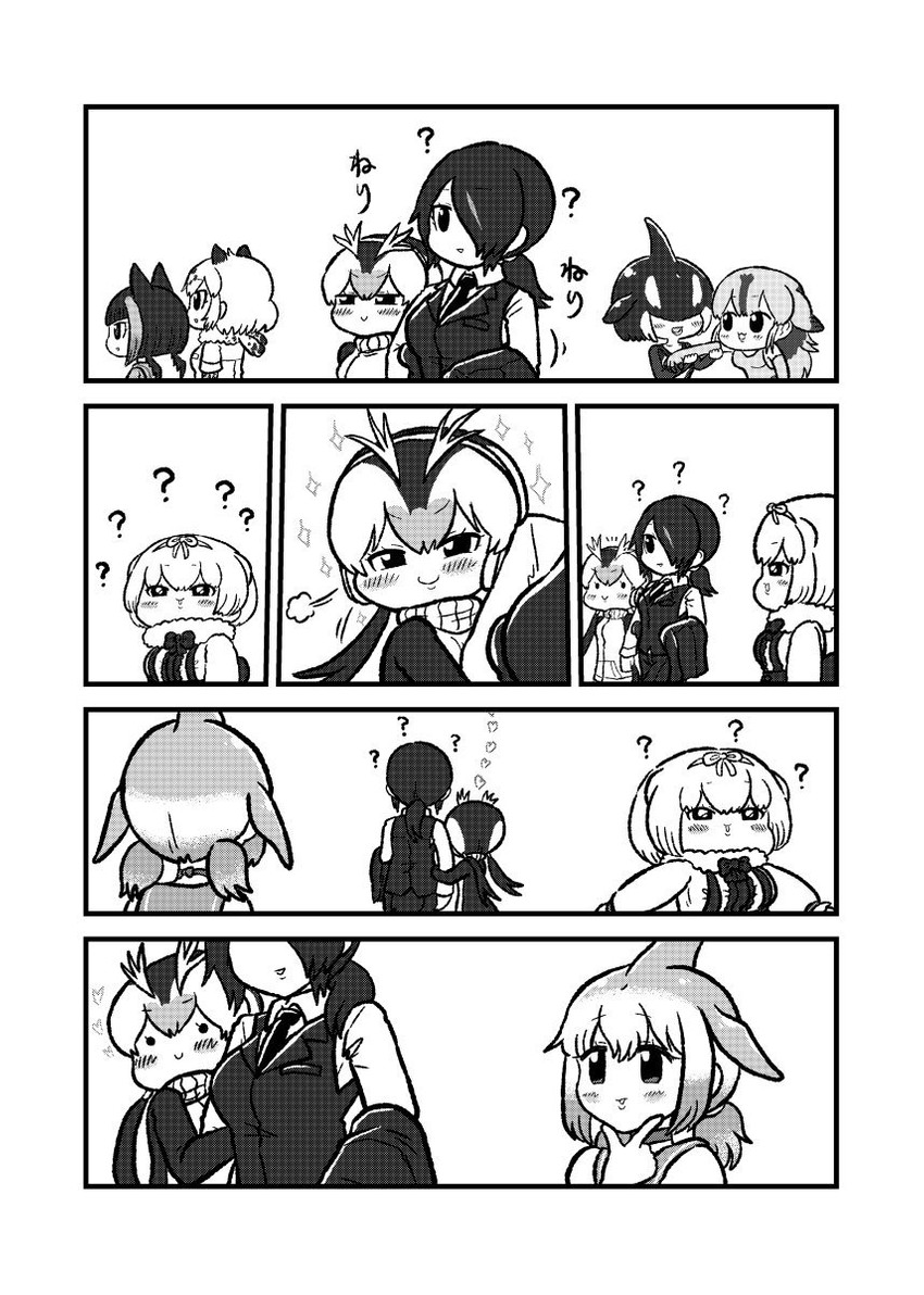 emperor penguin, jaguar, royal penguin, common vampire bat, silky anteater, and 3 more (kemono friends) drawn by kotobuki_(tiny_life)