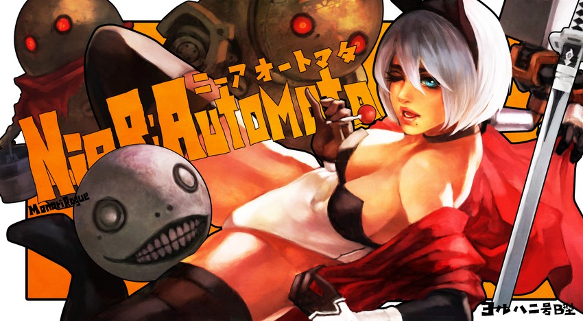 2b, pod, and emil (nier and 1 more) drawn by monori_rogue