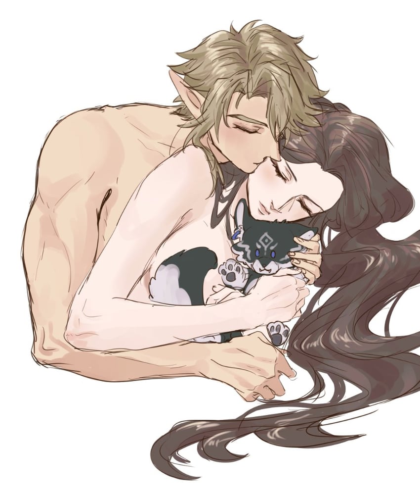 link, princess zelda, and wolf link (the legend of zelda and 1 more) drawn by kurokawa_karasu