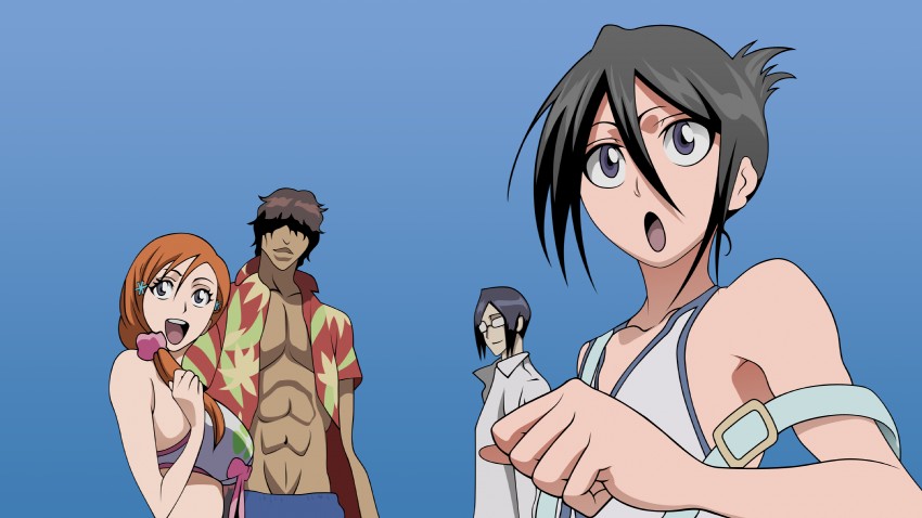 kuchiki rukia, inoue orihime, ishida uryuu, and sado yasutora (bleach)