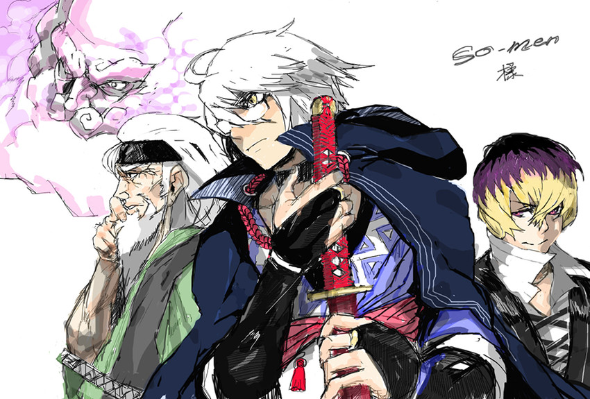 morichika rinnosuke, unzan, konpaku youki, and hijiri myouren (touhou) drawn by mizuno_(soutaman)