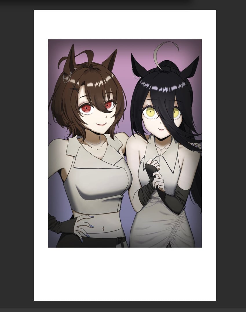agnes tachyon and manhattan cafe (umamusume) drawn by oryt