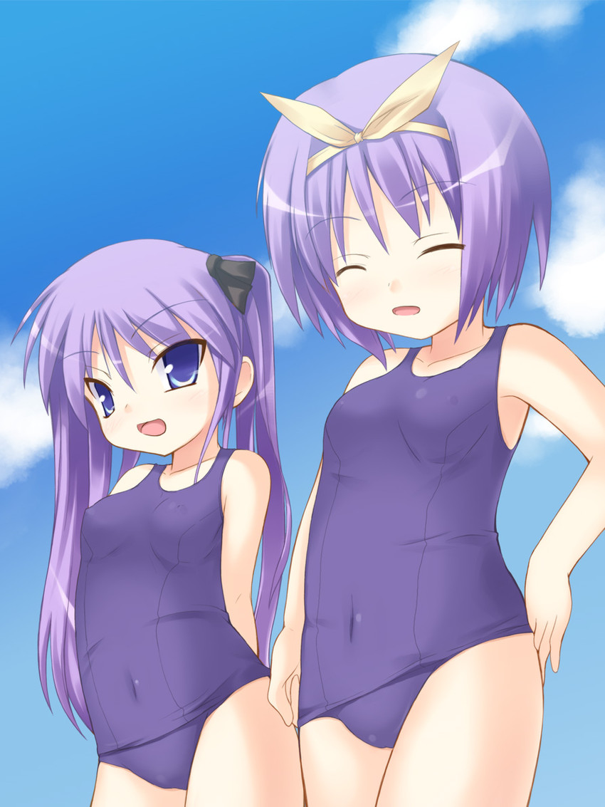 hiiragi kagami and hiiragi tsukasa (lucky star) drawn by safi