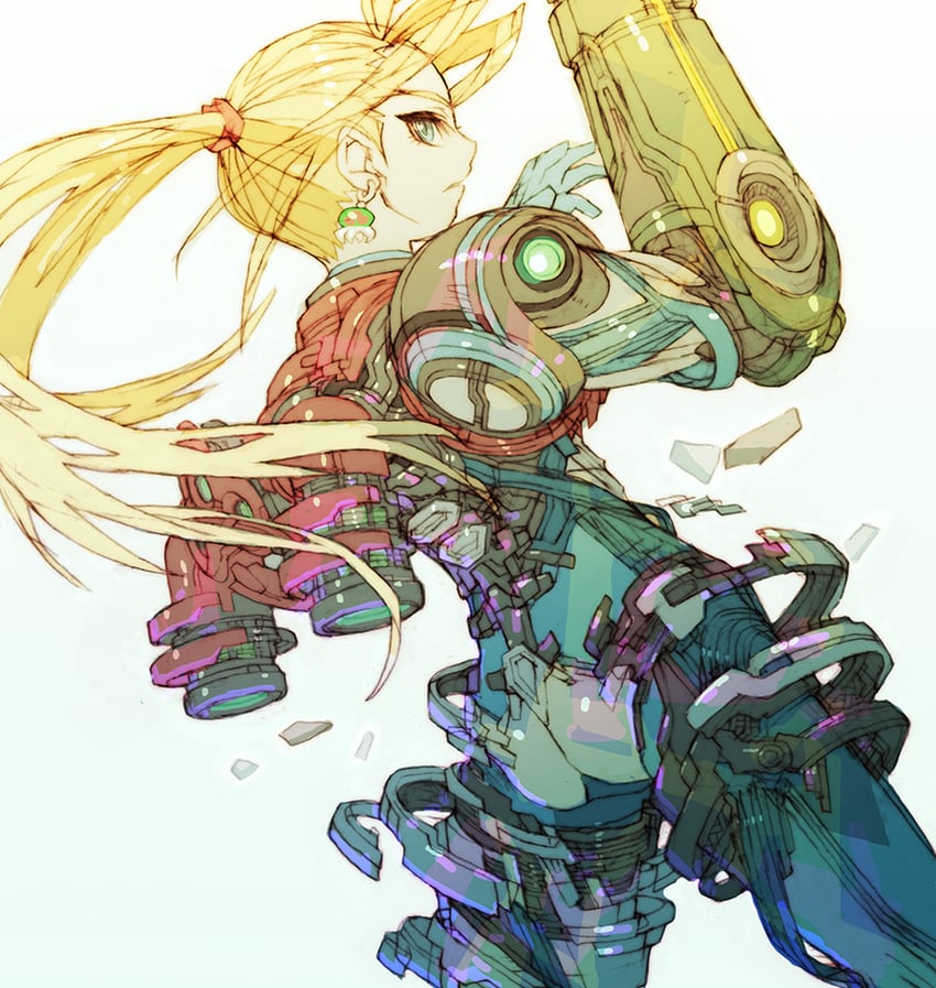 samus aran, metroid, and metroid larva (metroid and 1 more) drawn by nakayama_tooru