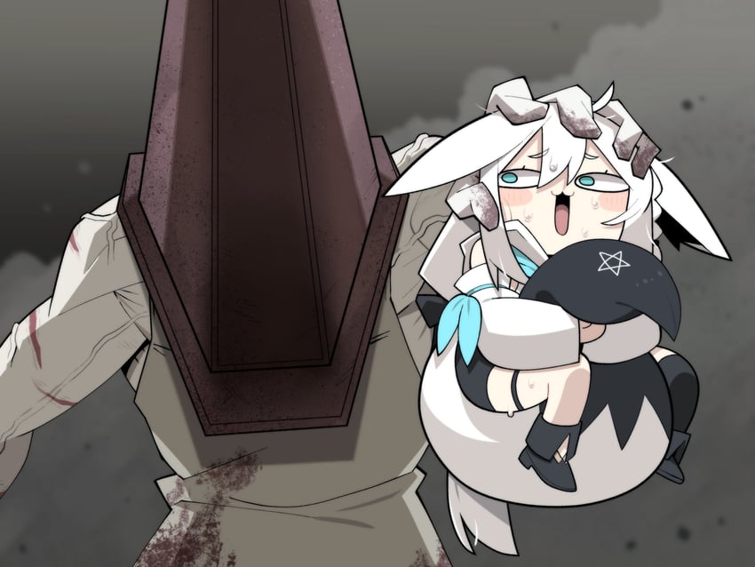 shirakami fubuki and pyramid head (hololive and 2 more) drawn by cocomayo29_(tomato)