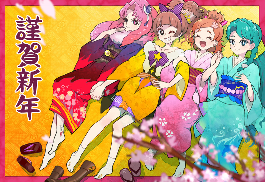amanogawa kirara, haruno haruka, kaidou minami, and akagi towa (precure and 1 more) drawn by moudoku_(decopon3rd)