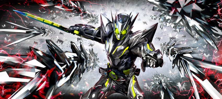 kamen rider zero-one and kamen rider zero-one metalcluster hopper (kamen rider and 1 more) drawn by masukudo_(hamamoto_hikaru)