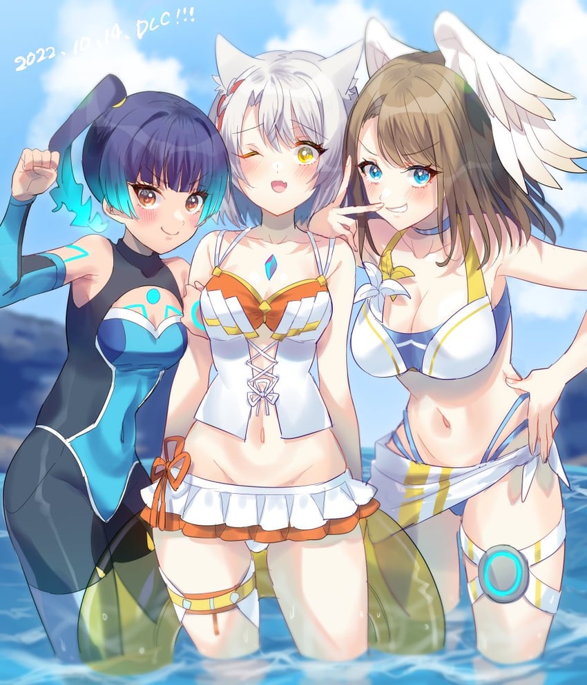 mio, eunie, and sena (xenoblade chronicles and 1 more) drawn by himeno345