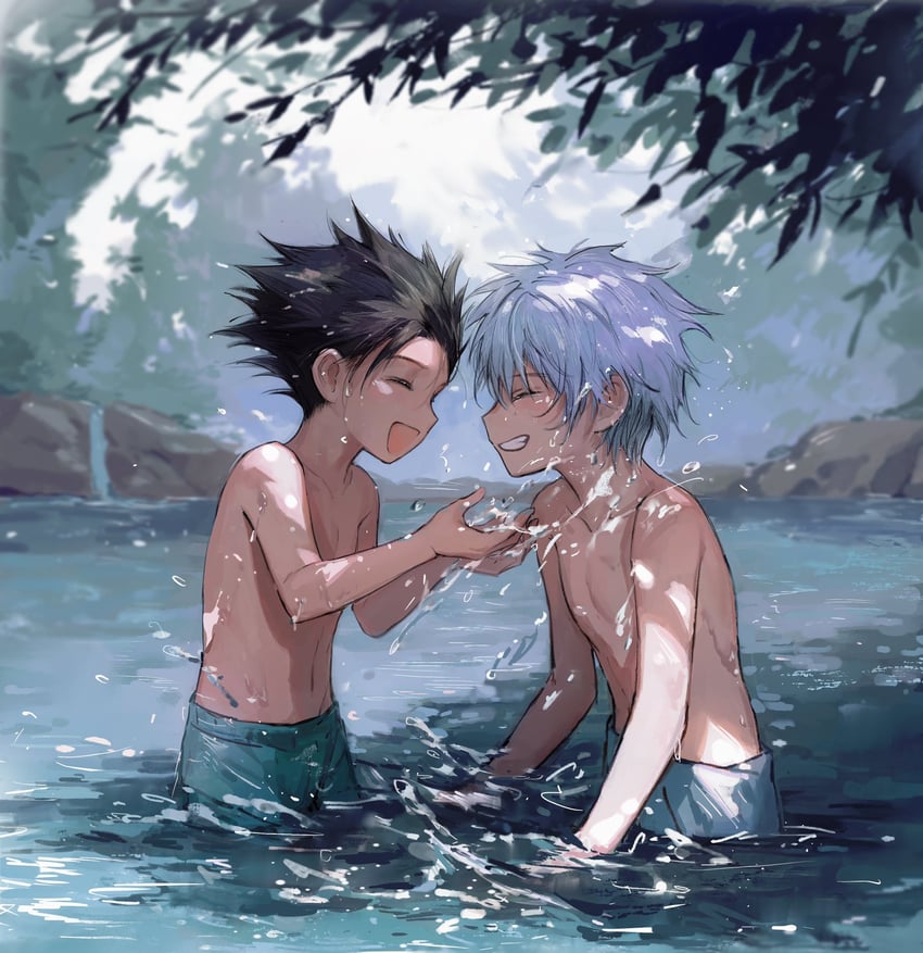 killua zoldyck and gon freecss (hunter x hunter) drawn by kiko