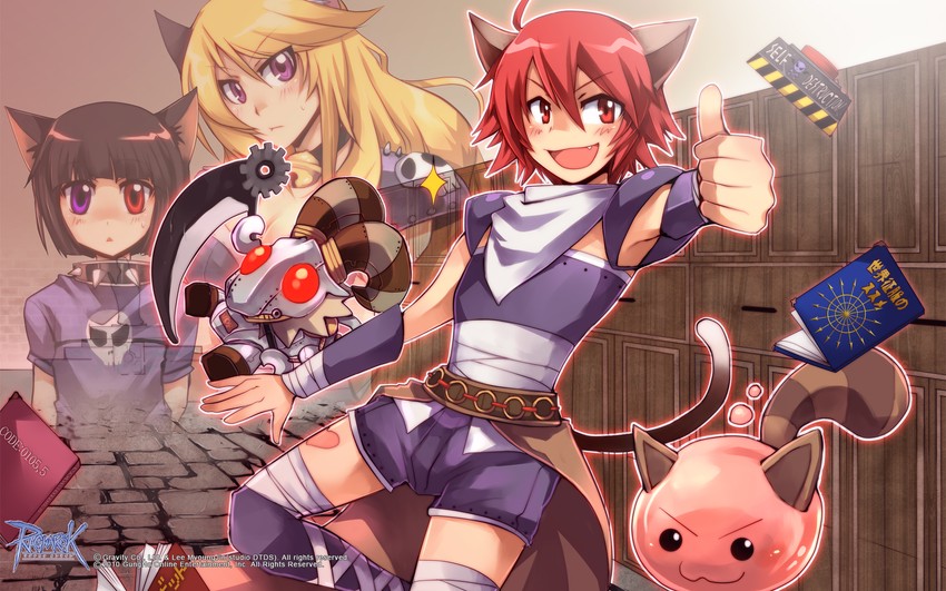 poring, assassin, baphomet jr, misty, wickebine, and 1 more (ragnarok online) drawn by emon-yu