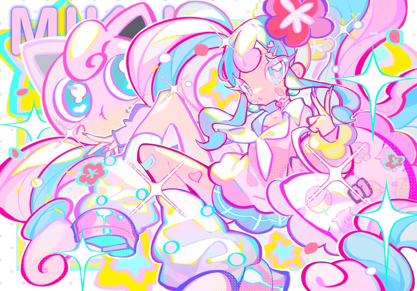 hatsune miku, jigglypuff, and fairy miku (pokemon and 2 more) drawn by xiaoyunatie