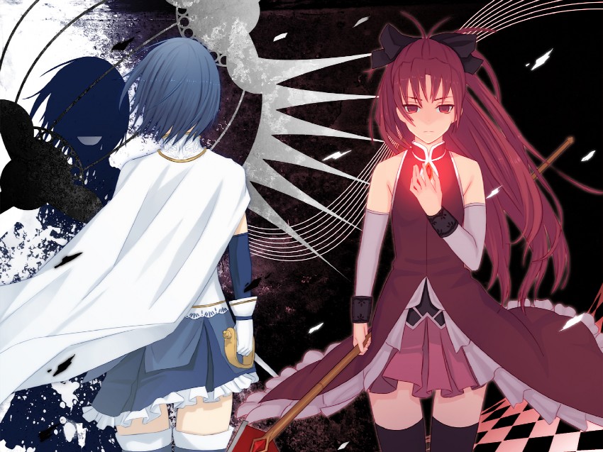 miki sayaka and sakura kyoko (mahou shoujo madoka magica) drawn by damegane