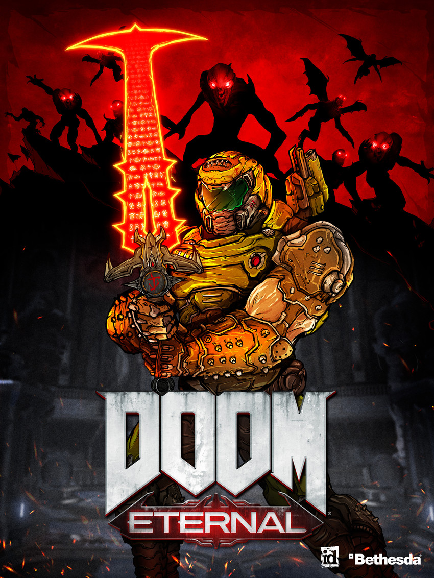 doomguy, imp, and gargoyle (metroid and 4 more) drawn by doom_art