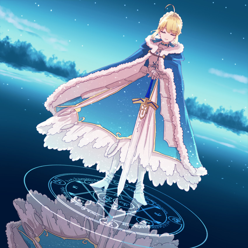 artoria pendragon and saber (fate and 1 more) drawn by ro96cu