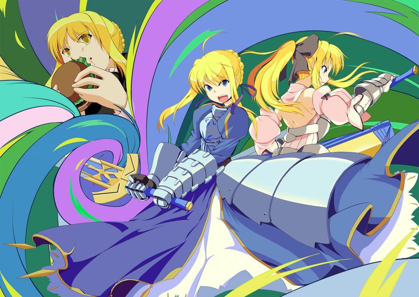 artoria pendragon, saber, saber alter, and saber lily (fate and 2 more) drawn by moss_(sphere211)
