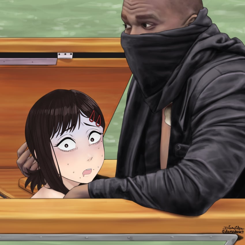 higashiyama kobeni and kanye west (chainsaw man and 1 more) drawn by dismaiden