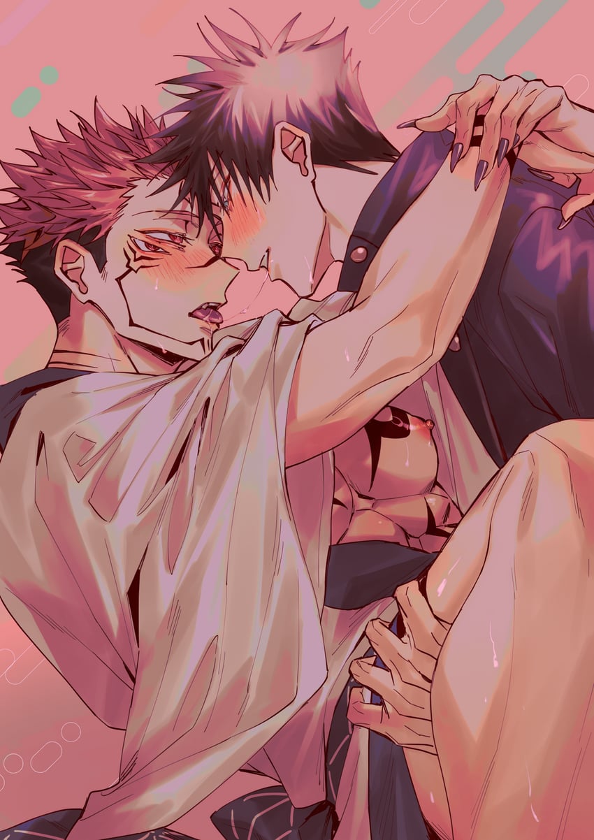 fushiguro megumi and ryoumen sukuna (jujutsu kaisen) drawn by azukiharuta_ju