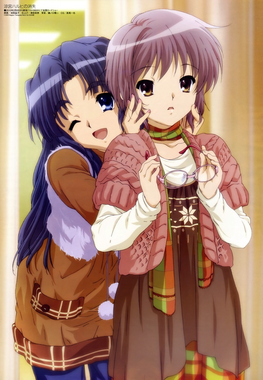 nagato yuki and asakura ryoko (suzumiya haruhi no yuuutsu and 2 more) drawn by ikeda_shouko