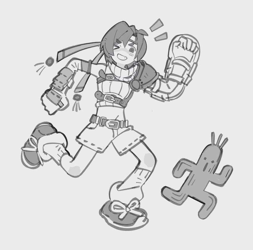 yuffie kisaragi and sabotender (final fantasy and 3 more) drawn by jaysoysaucee