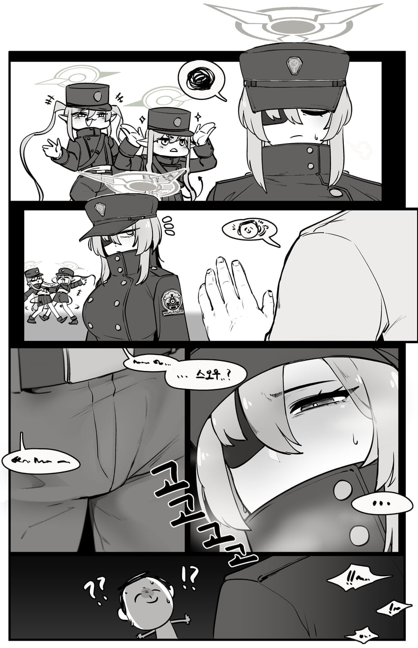 sensei, doodle sensei, hikari, nozomi, and suou (blue archive) drawn by gonsleep