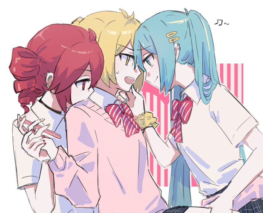 hatsune miku, kasane teto, and akita neru (vocaloid and 3 more) drawn by rskrkr