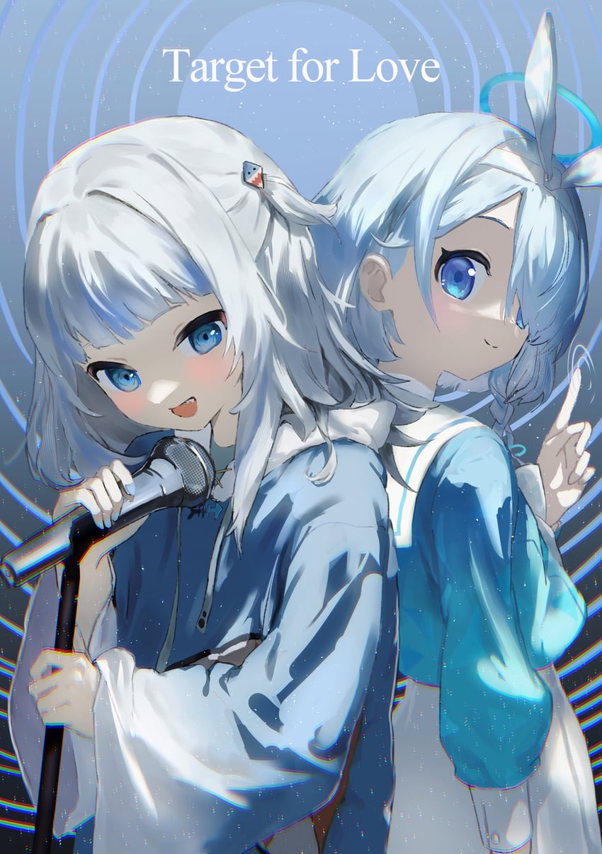 gawr gura and arona (blue archive and 2 more) drawn by hirooriginals