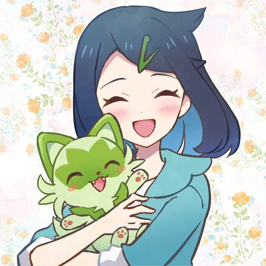 sprigatito and liko (pokemon and 1 more) drawn by haru_(haruxxe)