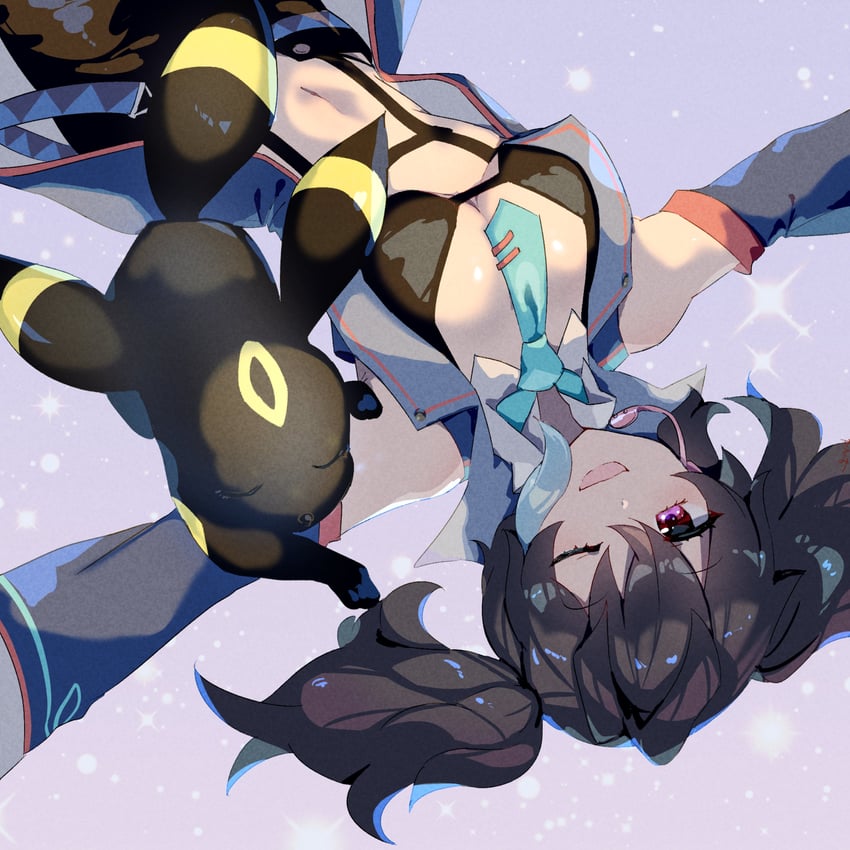 umbreon and yokune ruko (pokemon and 1 more) drawn by torino_sasami