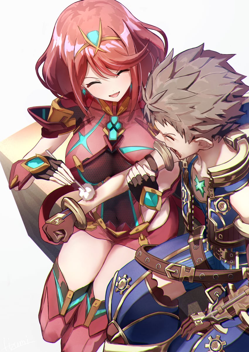 pyra and rex (xenoblade chronicles and 1 more) drawn by takahashi_hizumi