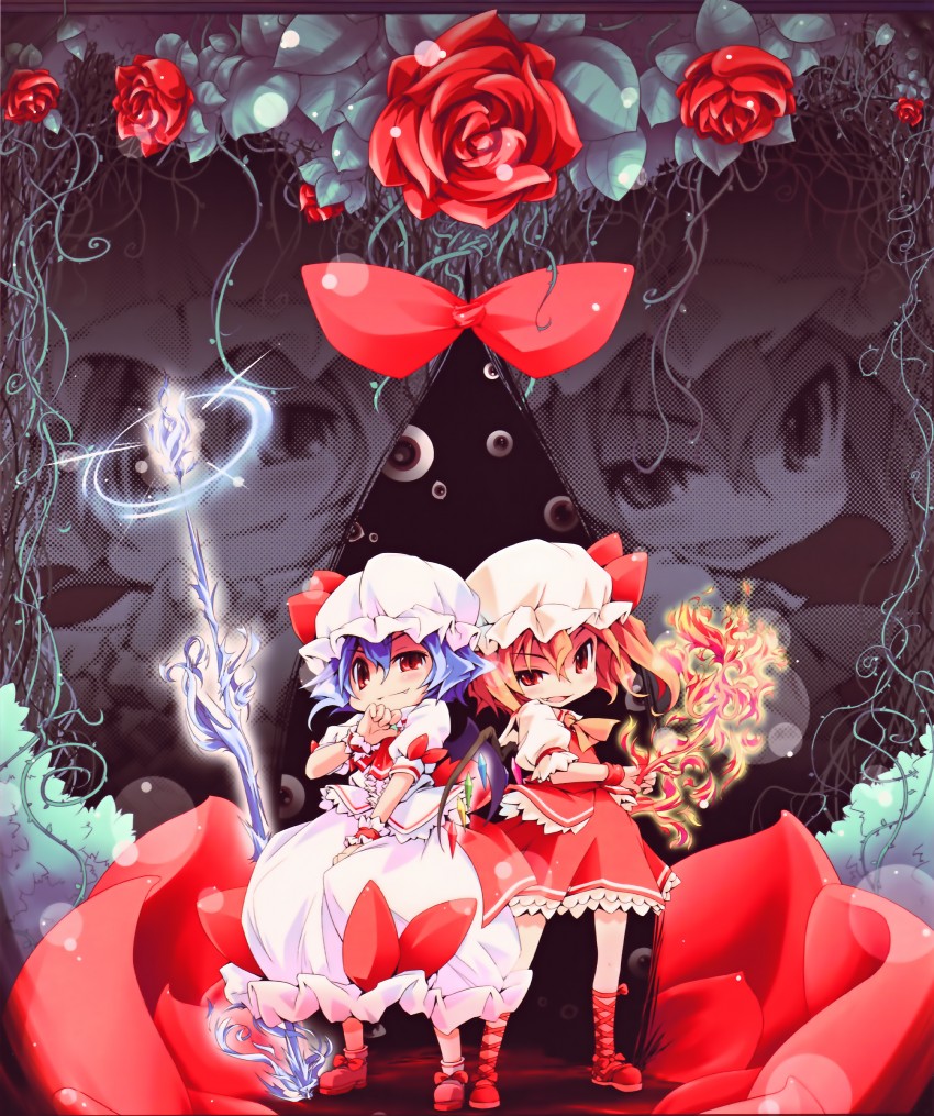 remilia scarlet and flandre scarlet (touhou) drawn by ham_(points)